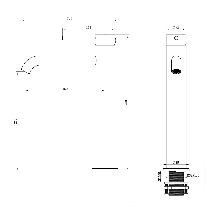 Смеситель для раковины Wonzon & Woghand STICK WW-88239017-BN брашированный никель в 100Kran: Широкий выбор и доступные цены.
