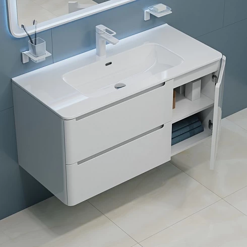 Тумба с раковиной подвесная 100 см Edifice IDDIS EDI10W1i95K белая в 100Kran: Широкий выбор и доступные цены.