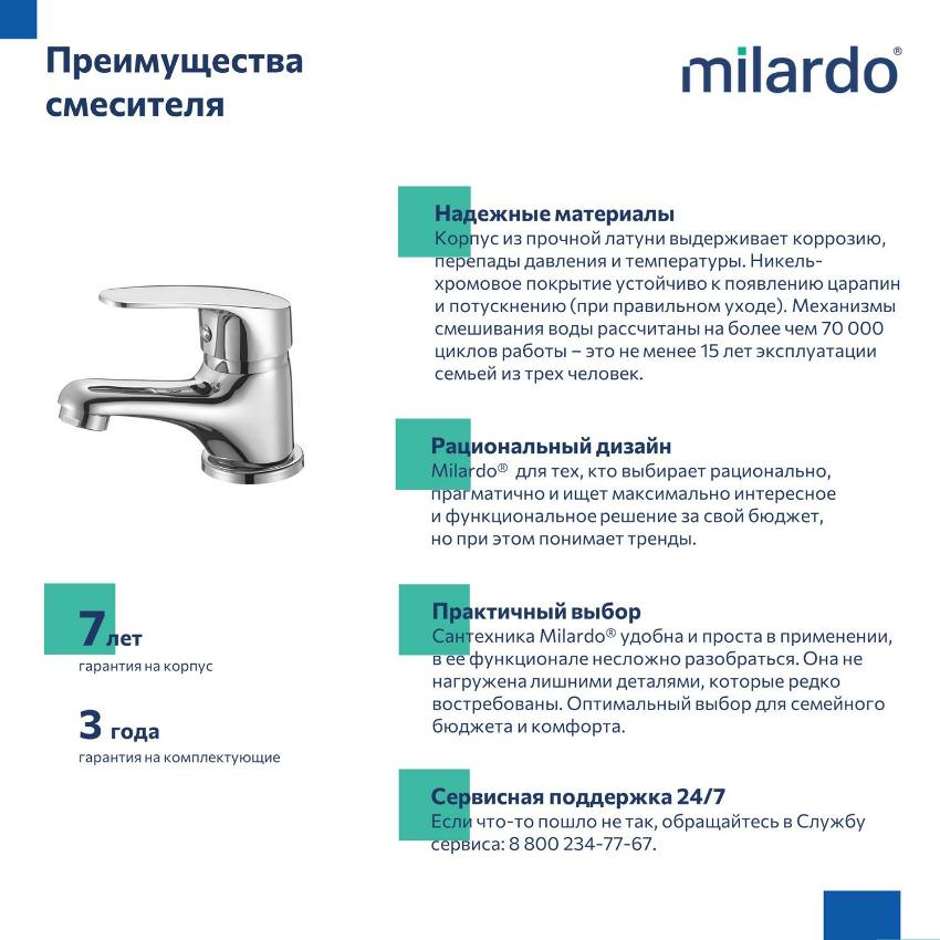 Смеситель для умывальника Simp Milardo SIMSB00M01 хром в 100Kran: Широкий выбор и доступные цены.