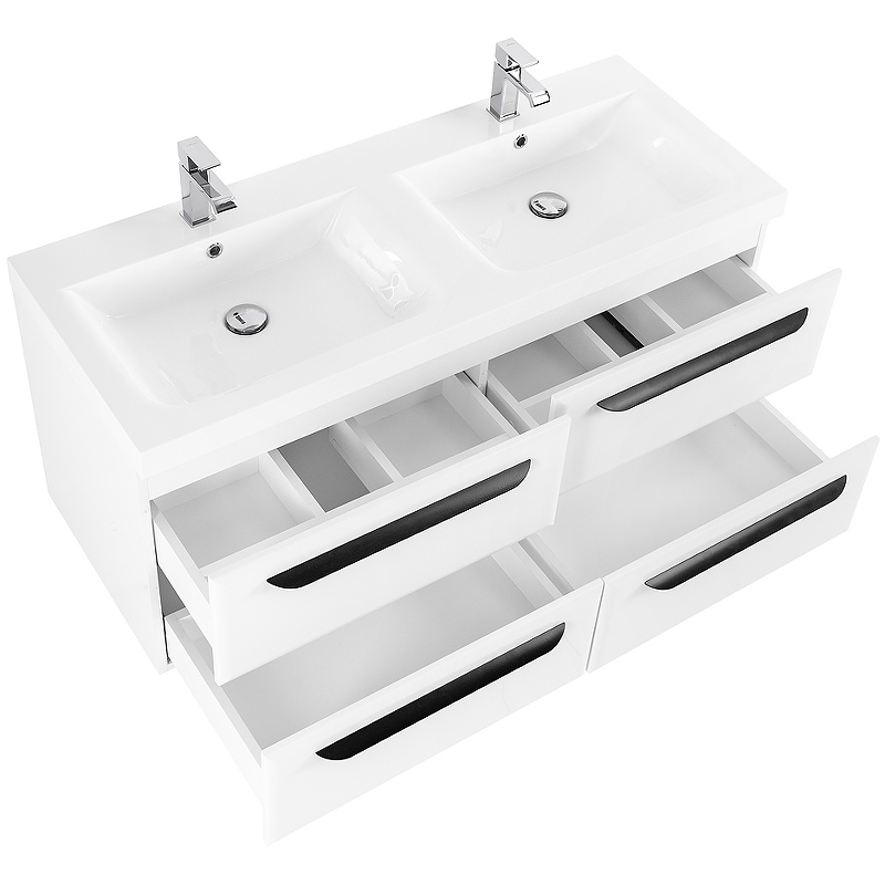 Тумба с раковиной подвесная CEZARES 120 см ECO-1200-4C-SO-2-BL Bianco Lucido в 100Kran: Широкий выбор и доступные цены.