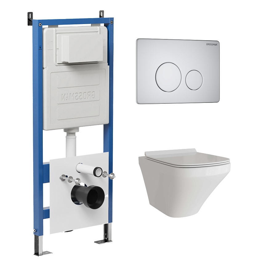 Комплект 3 в 1: Grossman инсталляция 900.K31.01.000+клавиша 700.K31.05.01M.01M белый матовый+унитаз GR-4440S в 100Kran: Широкий выбор и доступные цены.