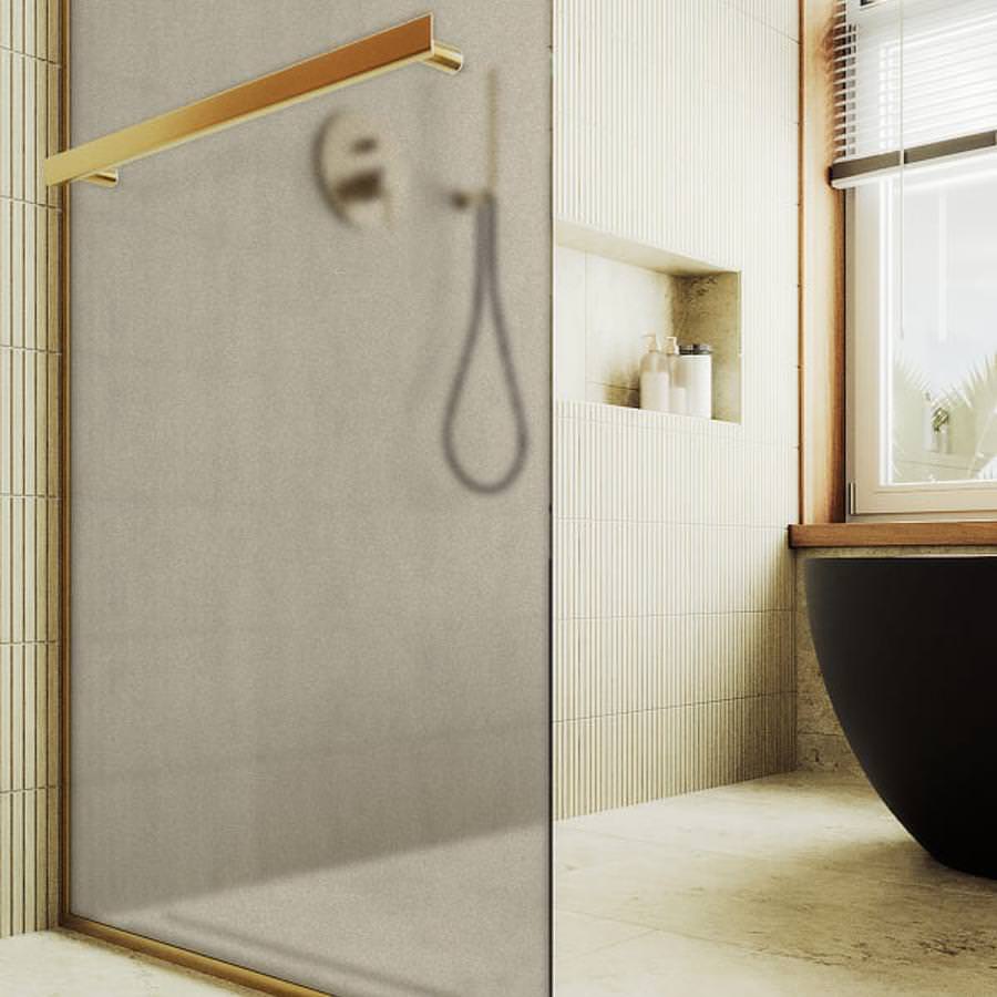 Душевая перегородка в узком профиле с полотенцедержателем MaybahGlass MGD-1460-3у 195х99 см стекло бронза матовое в 100Kran: Широкий выбор и доступные цены.