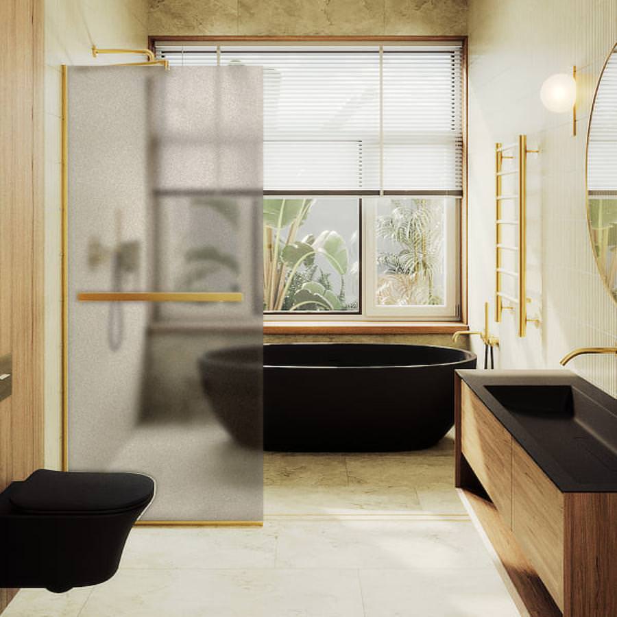 Душевая перегородка в узком профиле с полотенцедержателем MaybahGlass MGD-1460-3у 195х99 см стекло бронза матовое в 100Kran: Широкий выбор и доступные цены.