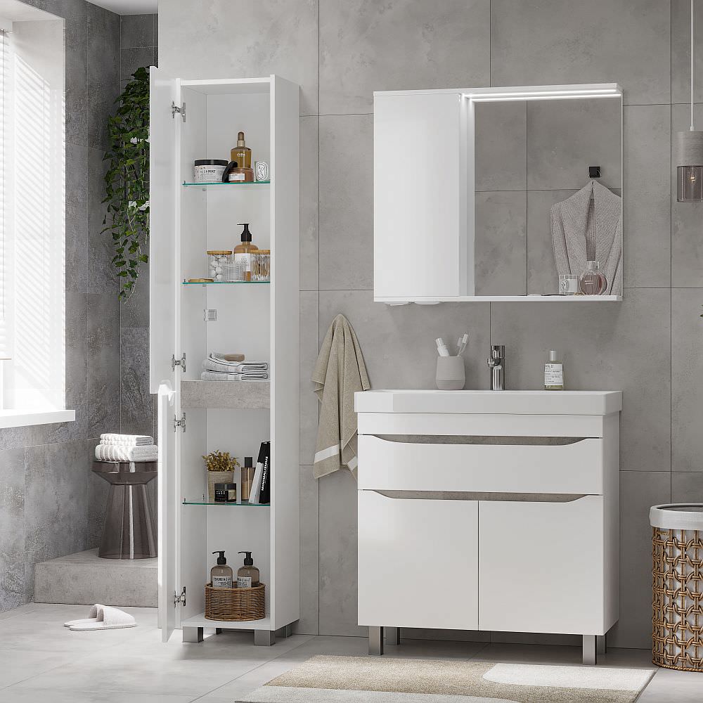 Тумба напольная Volna Lake 80 tnLAKE80.2D.1Y-01 белый в 100Kran: Широкий выбор и доступные цены.