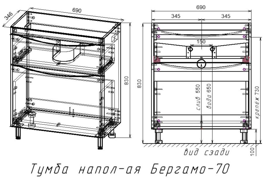 Тумба напольная Style Line Бергамо мини 70 см СС-00002310 антискрейтч белый в 100Kran: Широкий выбор и доступные цены.