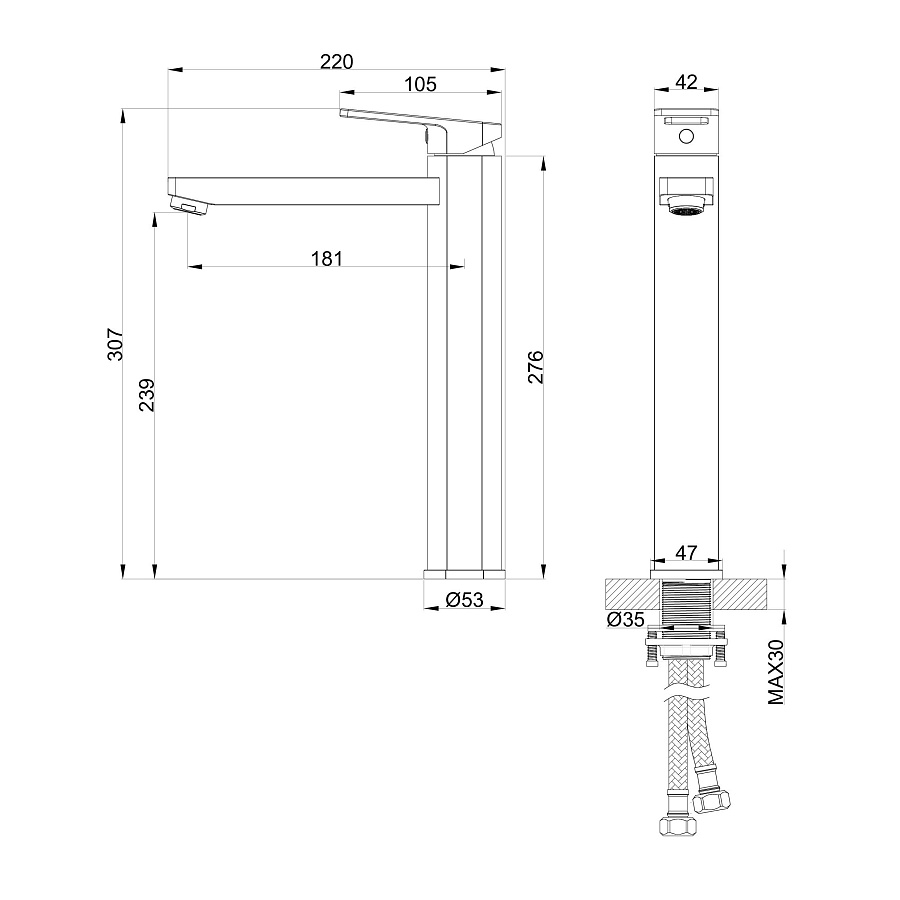 Смеситель для раковины Wonzon & Woghand FRAME WW-88239010-CR хром в 100Kran: Широкий выбор и доступные цены.