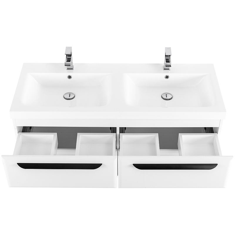 Тумба с раковиной подвесная CEZARES 120 см ECO-1200-4C-SO-2-BL Bianco Lucido в 100Kran: Широкий выбор и доступные цены.