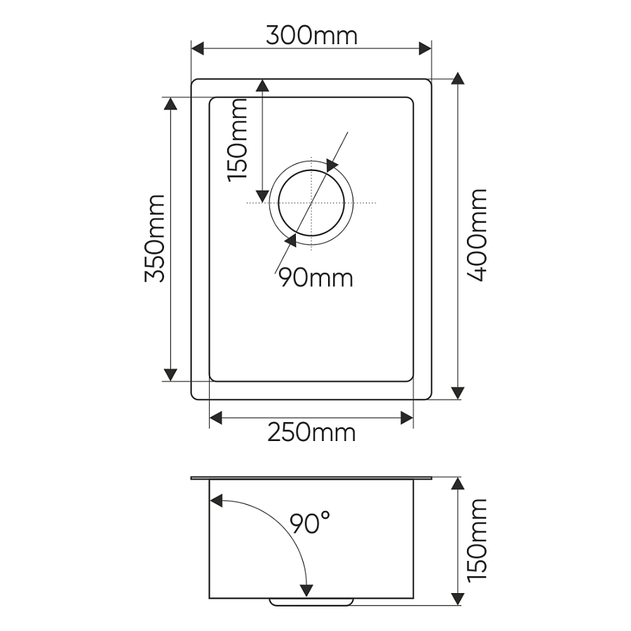 Кухонная мойка 30 х 40 см  R3040H MELANA ProfLine 3,0/150 САТИН  MLN-R3040H в 100Kran: Широкий выбор и доступные цены.