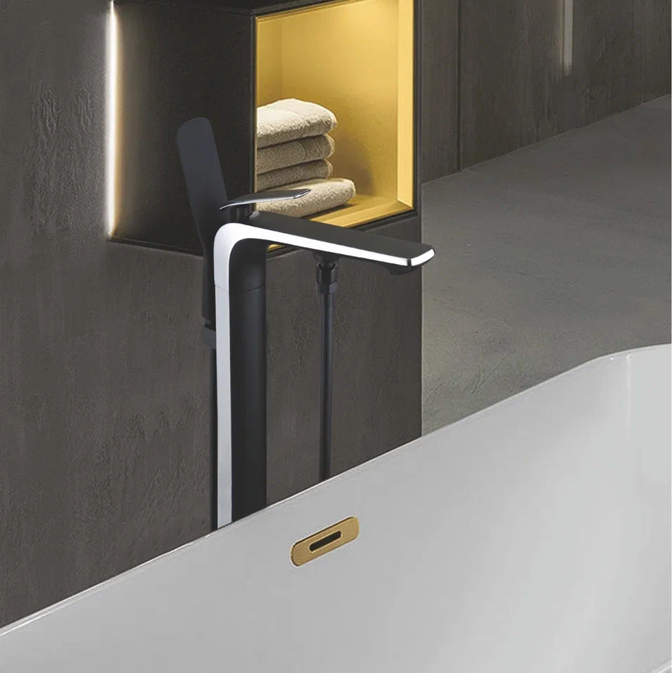 Напольный смеситель для ванны Rose R1322H черный в 100Kran: Широкий выбор и доступные цены.