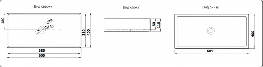 Раковина накладная  CeramaLux 9396 MB 60,5 см черная матовая в 100Kran: Широкий выбор и доступные цены.