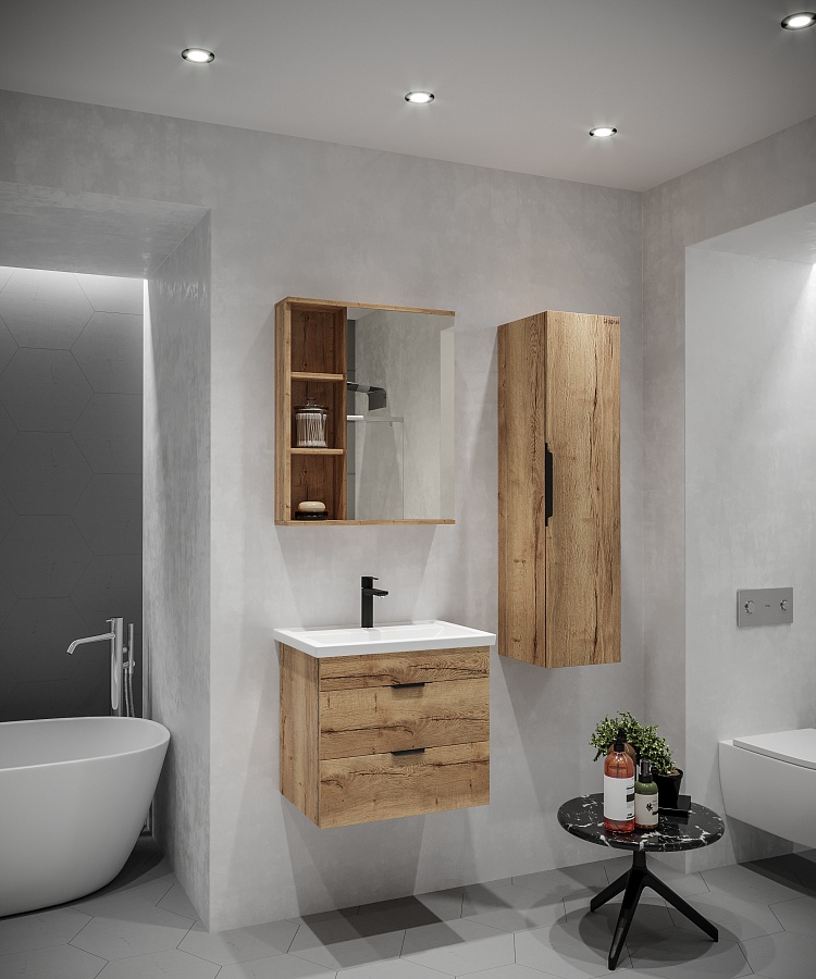 Тумба подвесная Grossman ФОРТА 60 см 106005 с 2-я ящ. дуб галифакс в 100Kran: Широкий выбор и доступные цены.