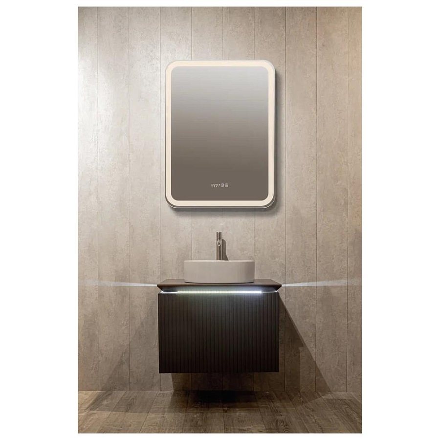 Зеркальный шкаф с подсветкой Silver Mirrors Фиджи BLACK 50 х 75 см  - 4.2 LED-00002728 левый часы, ТХ, сенсорный выключатель создать уют и комфорт, это просто!