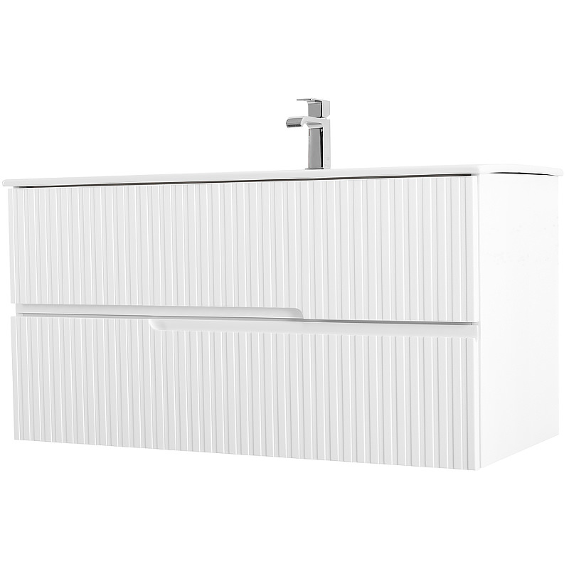 Тумба с раковиной подвесная CEZARES 80 см DUET-800-2C-SO-BL Bianco Lucido в 100Kran: Широкий выбор и доступные цены.