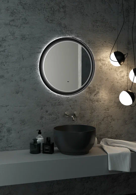 Зеркало с подсветкой "Planet black Led" D 600 с бесконтактным сенсором 100Kran: Широкий выбор и доступные цены.