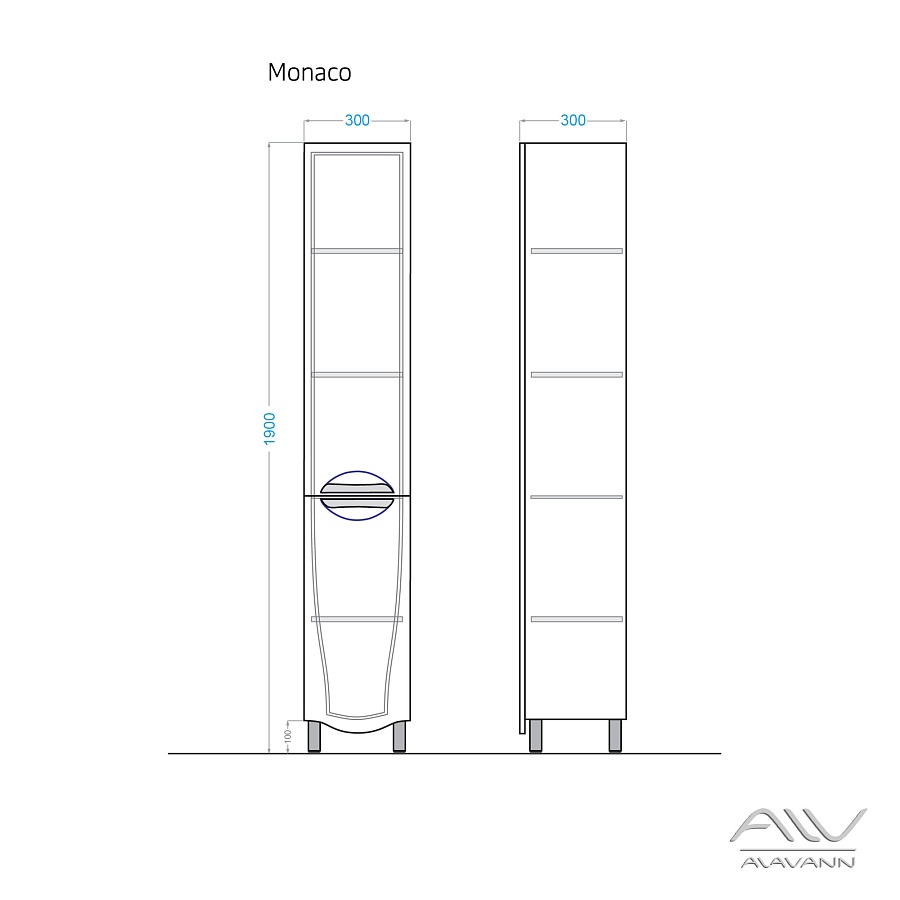 Шкаф-пенал напольный Alavann Monaco 30x30x190 см белый в 100Kran: Широкий выбор и доступные цены.