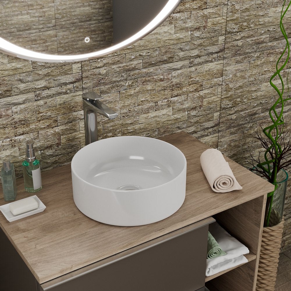 Раковина накладная D&K Matrix 35,5 см DT1391516 белая в 100Kran: Широкий выбор и доступные цены.