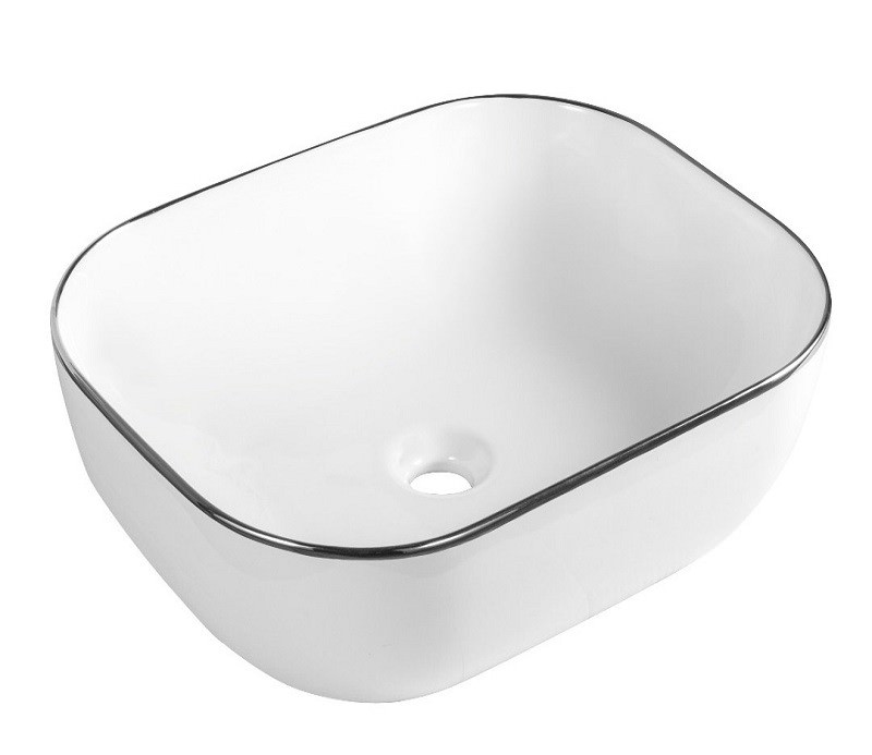 Раковина накладная  CeramaLux D1302H011 50 см белая(боковые края хромированные) в 100Kran: Широкий выбор и доступные цены.