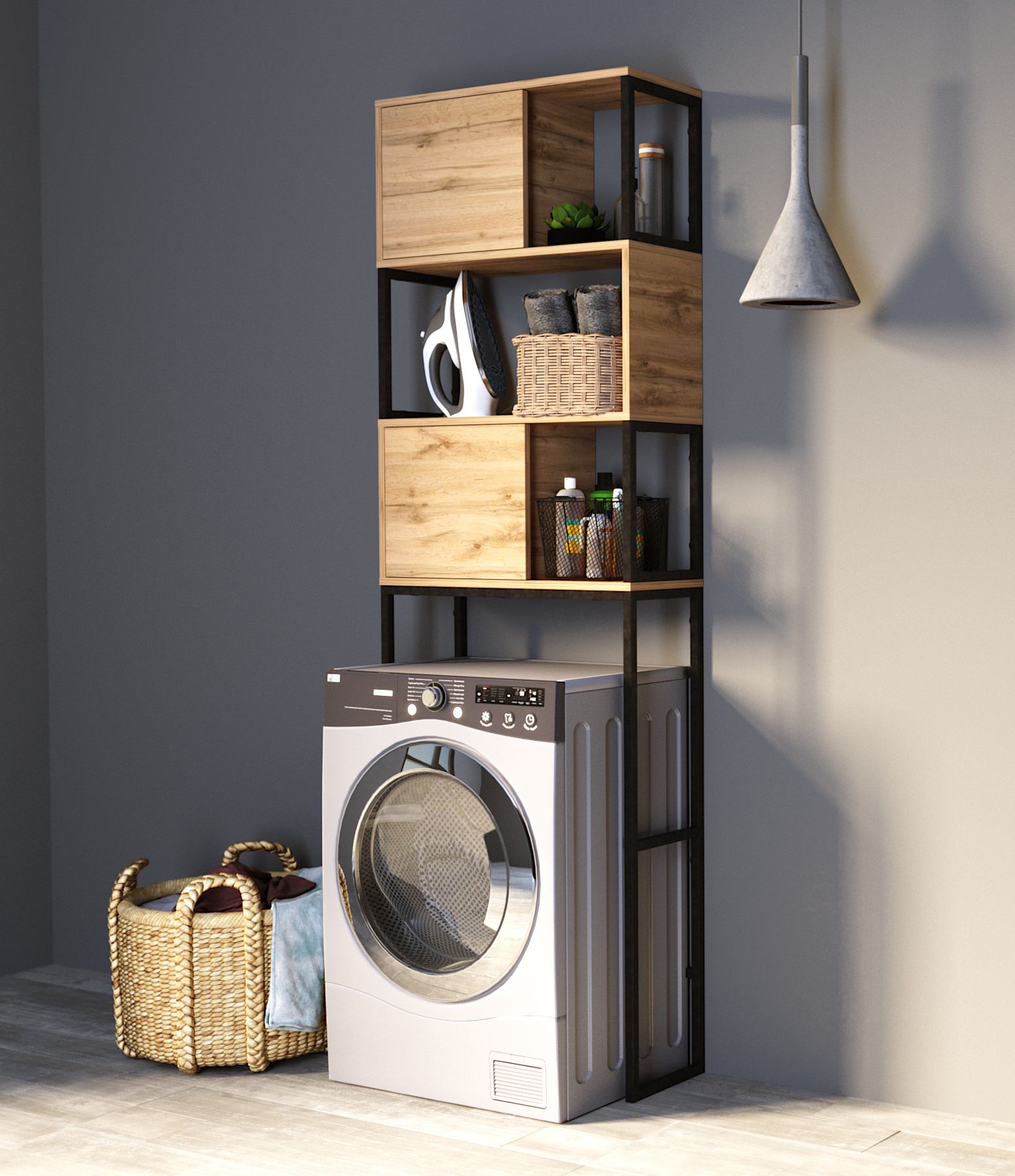 Шкаф над стиральной машиной 1Marka Grunge Loft 200*66 Дуб вотан  Ц0000005249 в 100Kran: Широкий выбор и доступные цены.