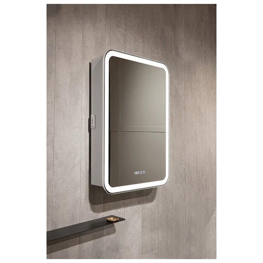 Зеркальный шкаф с подсветкой Silver Mirrors Фиджи 50 х 75 см  - 4.2 LED-00002593 левый часы, ТХ, сенсорный выключатель создать уют и комфорт, это просто!