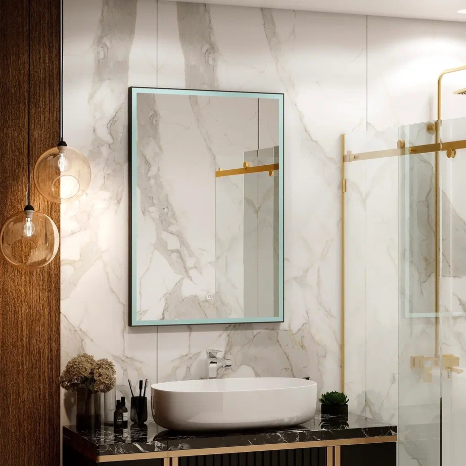 Зеркало с подсветкой "Frame black standart" 700x1000 100Kran: Широкий выбор и доступные цены.