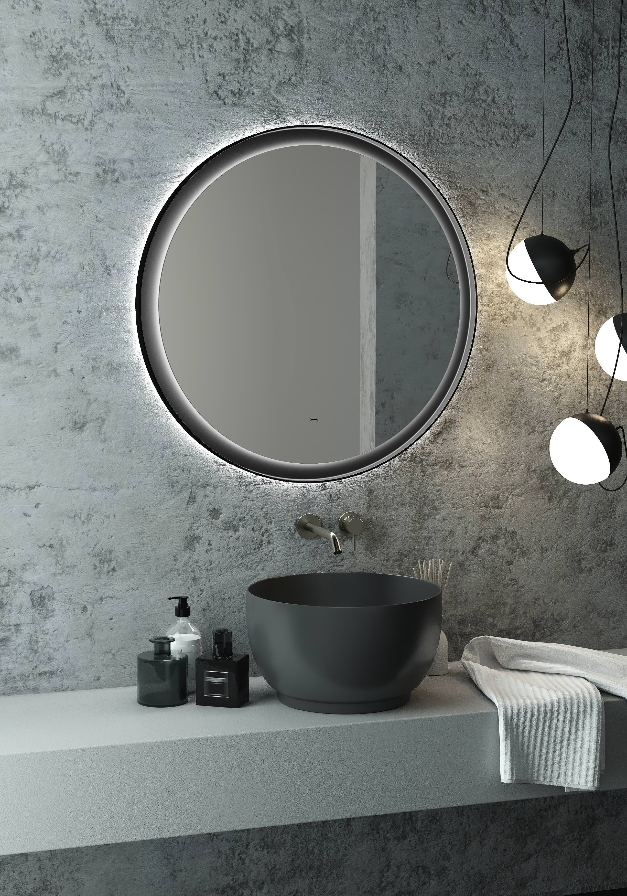 Зеркало с подсветкой "Planet black Led" D 800 с бесконтактным сенсором 100Kran: Широкий выбор и доступные цены.
