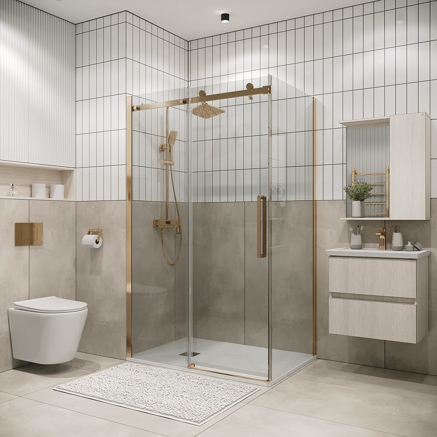 Душевое ограждение Grossman Classic 100x70x195 см 120.K33.04.1080.32.00 золото сатин в 100Kran: Широкий выбор и доступные цены.