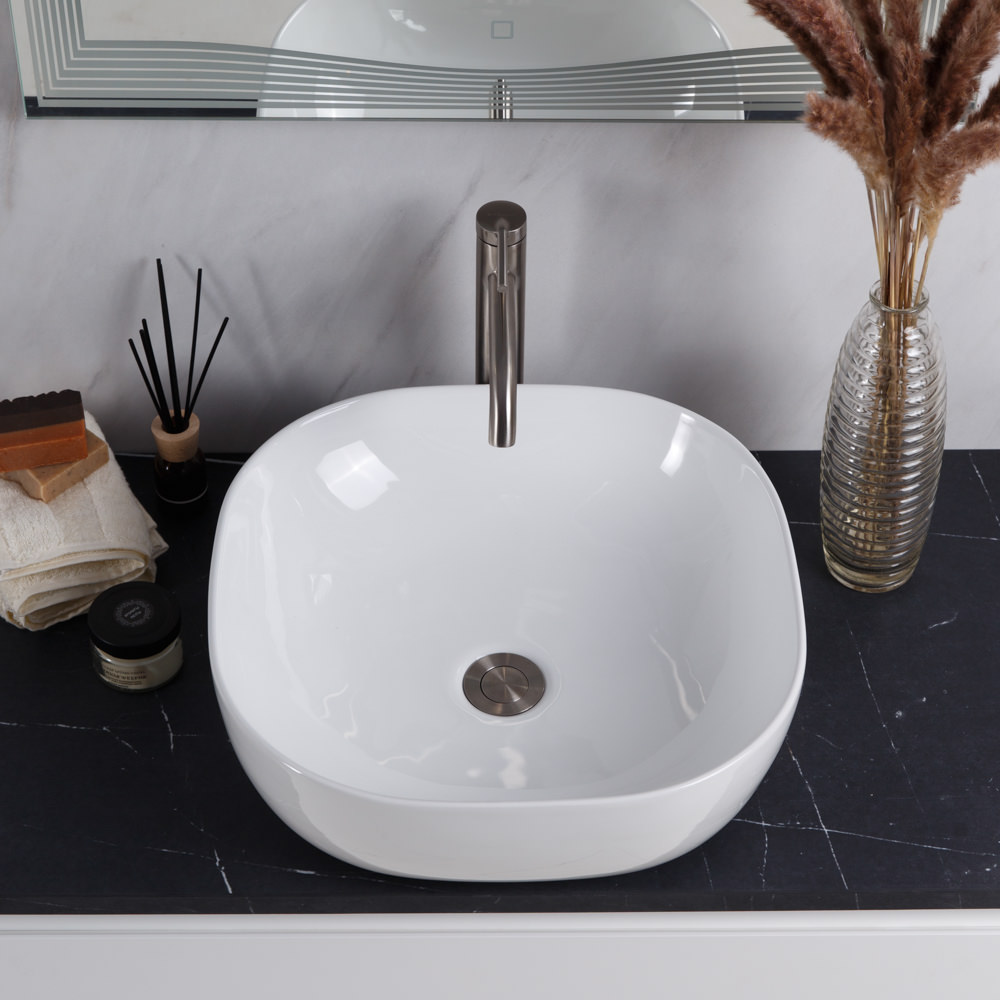 Накладная раковина BelBagno BB1301 42,5  см белая глянцевая в 100Kran: Широкий выбор и доступные цены.