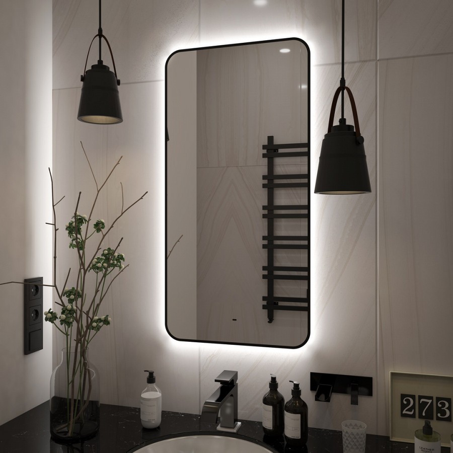 Зеркало с подсветкой Maretti Florenza FL1460120P14EL 60x120 см черный 100Kran: Широкий выбор и доступные цены.