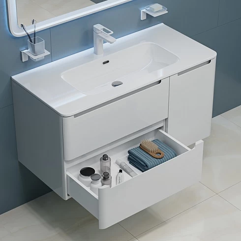 Тумба с раковиной подвесная 100 см Edifice IDDIS EDI10W1i95K белая в 100Kran: Широкий выбор и доступные цены.