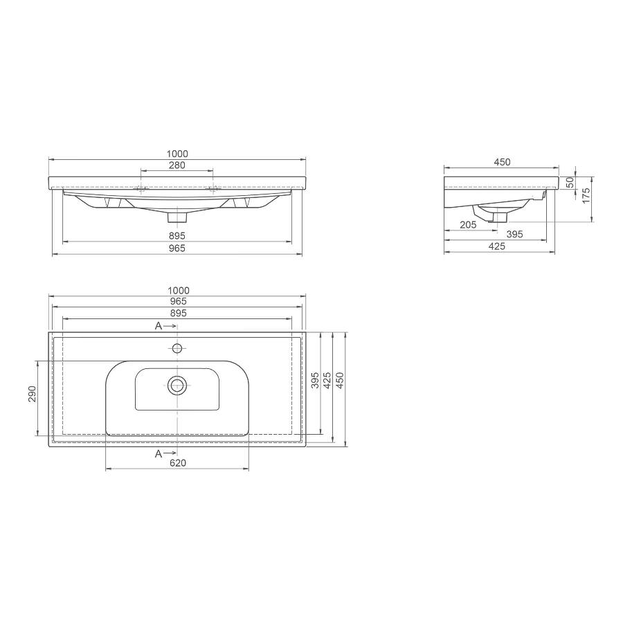 Раковина мебельная CeraStyle Frame 100 см 031400-u белая в 100Kran: Широкий выбор и доступные цены.