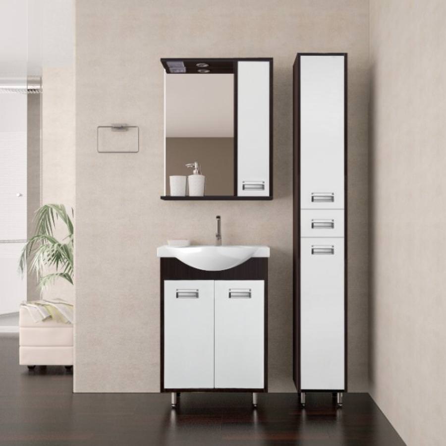 Тумба с раковиной напольная  Style Line Эко Стиль W 9 60 см умывальник Байкал 60 коричневый / белый ЛС-00000083 в 100Kran: Широкий выбор и доступные цены.