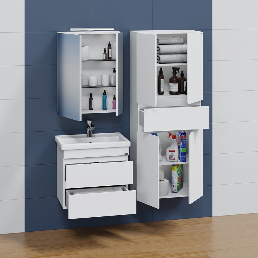 Тумба под раковину подвесная СаНта Марс 60 см 700292 белая в 100Kran: Широкий выбор и доступные цены.