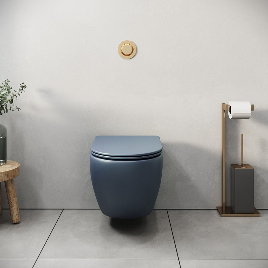 Унитаз подвесной Grossman Color GR-4455BLMS безободковый синий матовый в 100Kran: Широкий выбор и доступные цены.