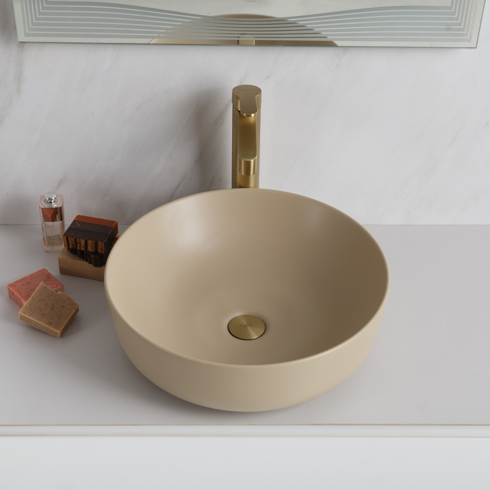 Накладная раковина BelBagno BB1315-H316 41  см бежевая матовая в 100Kran: Широкий выбор и доступные цены.