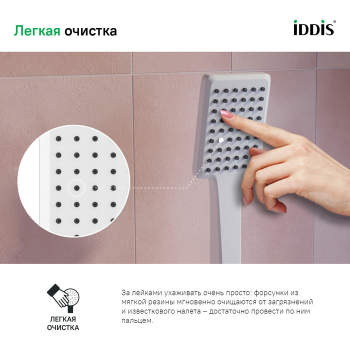 Лейка для душа Slide IDDIS SLI1F0Wi18 белая матовая в 100Kran: Широкий выбор и доступные цены.