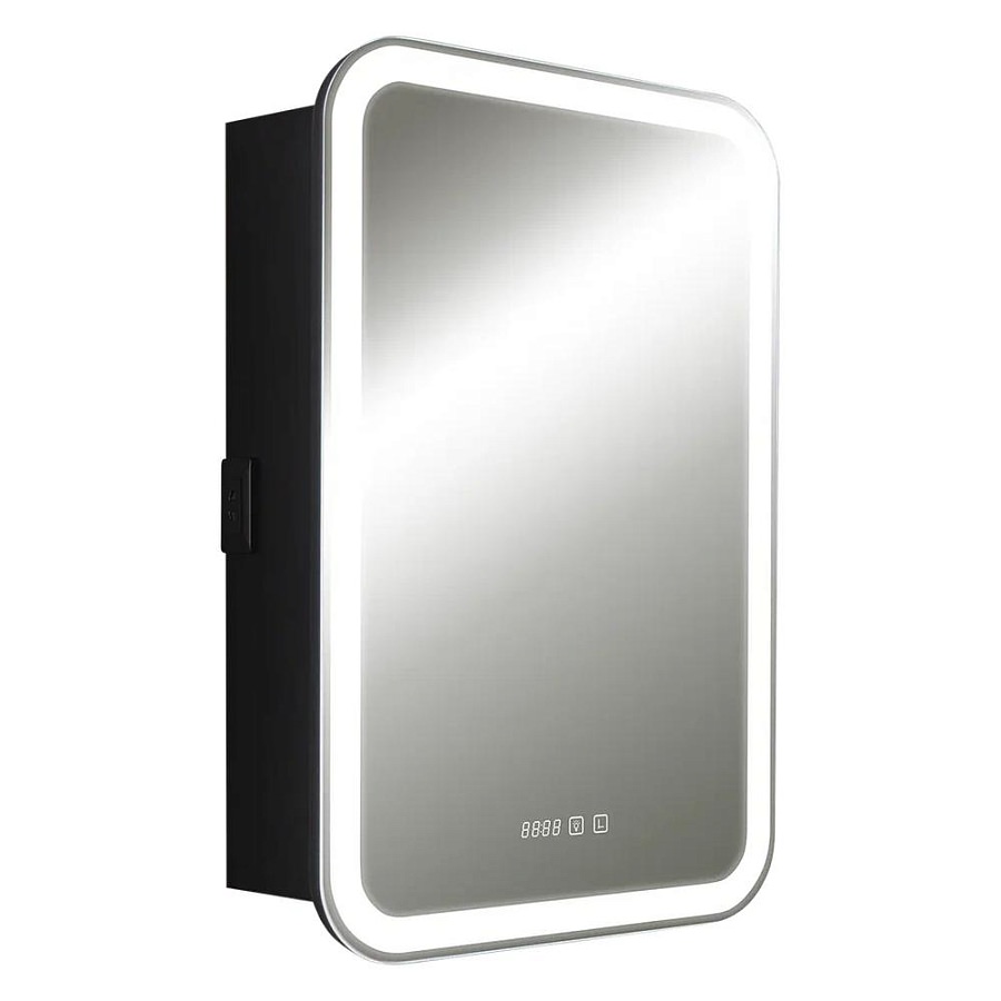 Зеркальный шкаф с подсветкой Silver Mirrors Фиджи BLACK 60 х 80 см  - 4.2 LED-00002725 левый часы, ТХ, сенсорный выключатель создать уют и комфорт, это просто!