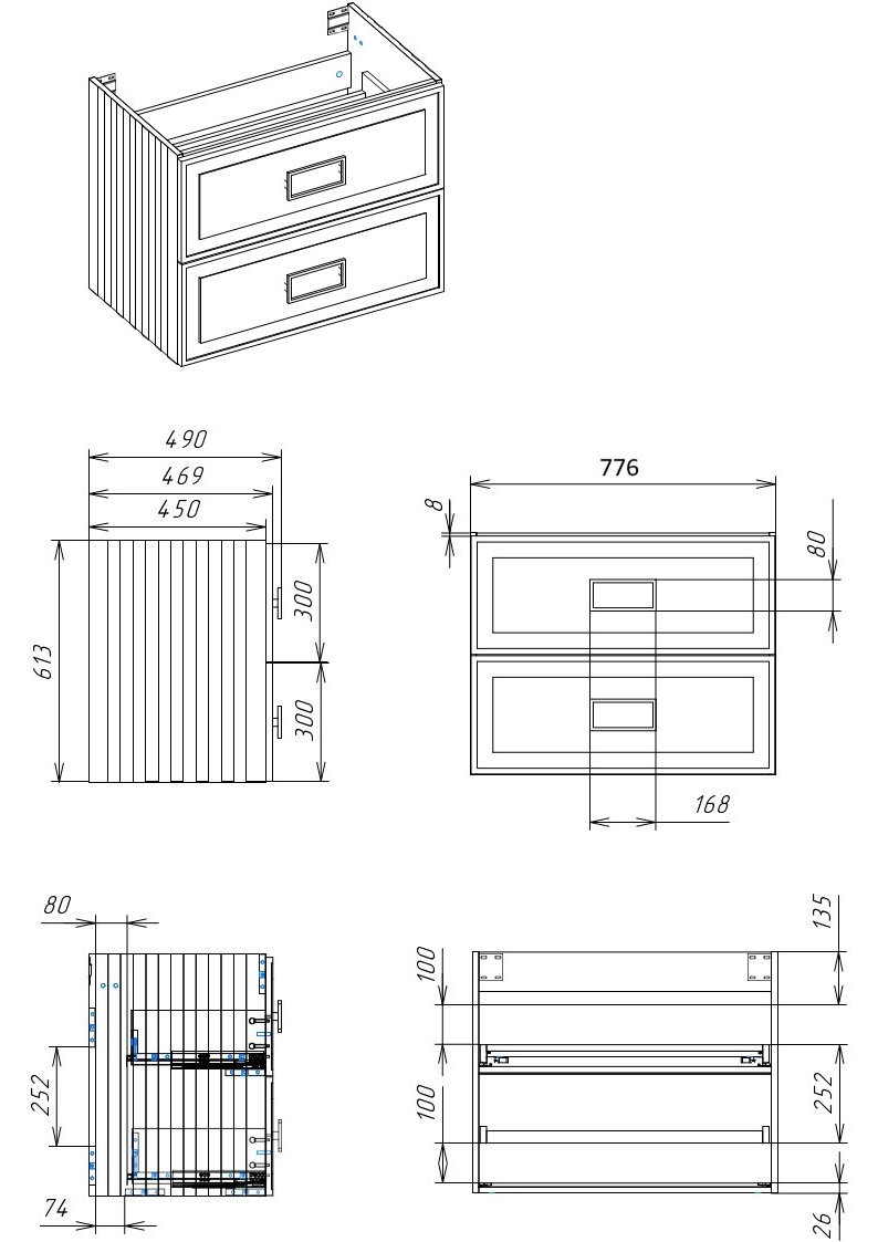 Тумба под раковину LA FENICE Cubo Bianco TWIN белая матовая 80 FNC-01-CUB-B-80-2 в 100Kran: Широкий выбор и доступные цены.