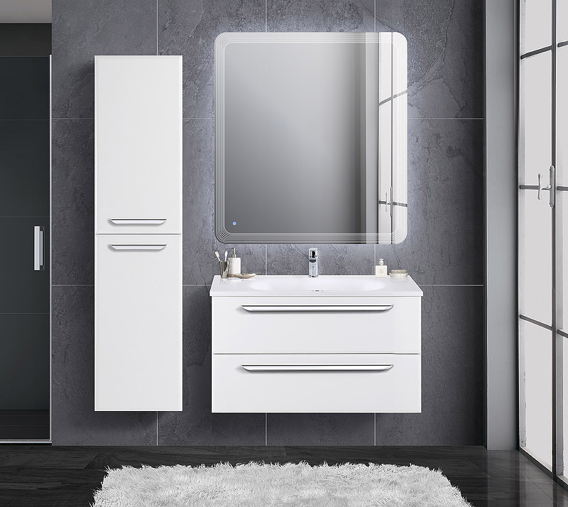 Тумба с раковиной подвесная CEZARES 90 см ECO-900-2C-SO-BO Bianco Opaco в 100Kran: Широкий выбор и доступные цены.