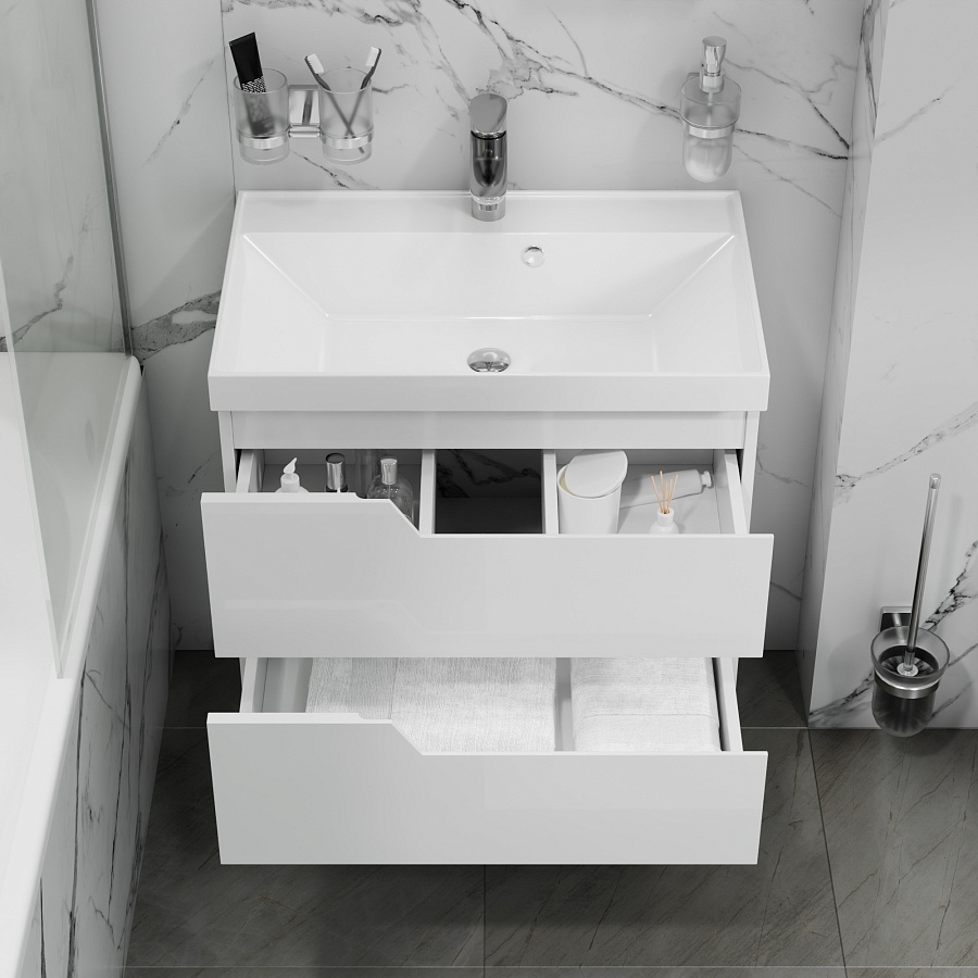 Тумба под раковину подвесная СаНта Антарес 70 см 700518 белая в 100Kran: Широкий выбор и доступные цены.