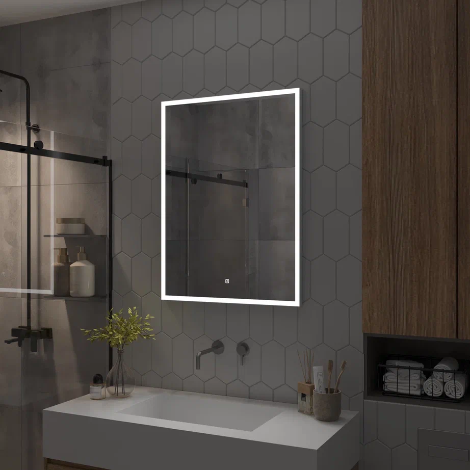 Зеркало с подсветкой "Frame white standart" 700x1000 100Kran: Широкий выбор и доступные цены.