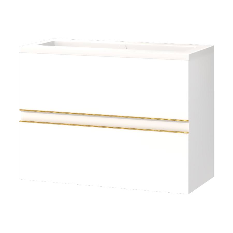 Тумба подвесная с раковиной Maxonor Pure Life SALON Sentimiento 78 см PL-MC02-78-WH белый глянец с золотой отделкой в 100Kran: Широкий выбор и доступные цены.