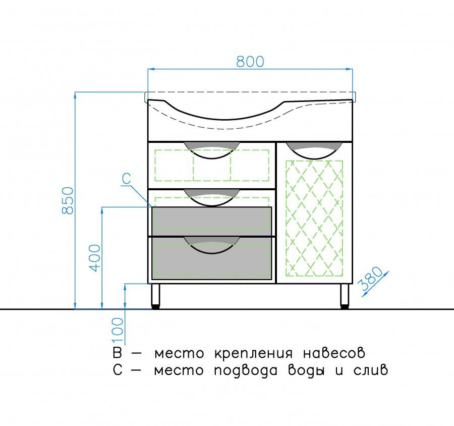 Тумба с раковиной Style Line Жасмин 82 L ЛС-00000526 с бельевой корзиной белая в 100Kran: Широкий выбор и доступные цены.