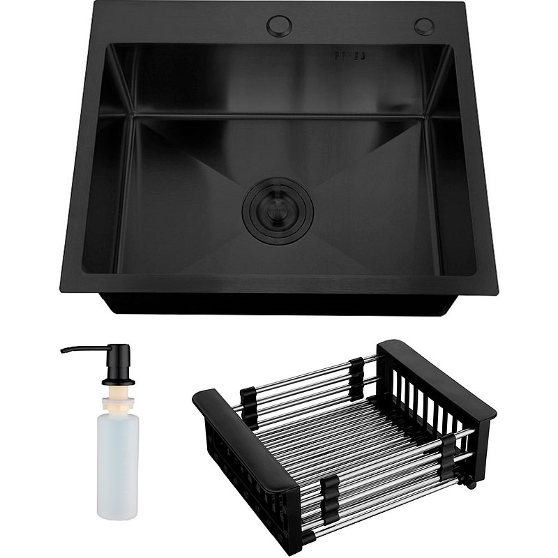 Кухонная мойка РМС 60 х 50 см MR-6050BL графит в 100Kran: Широкий выбор и доступные цены.