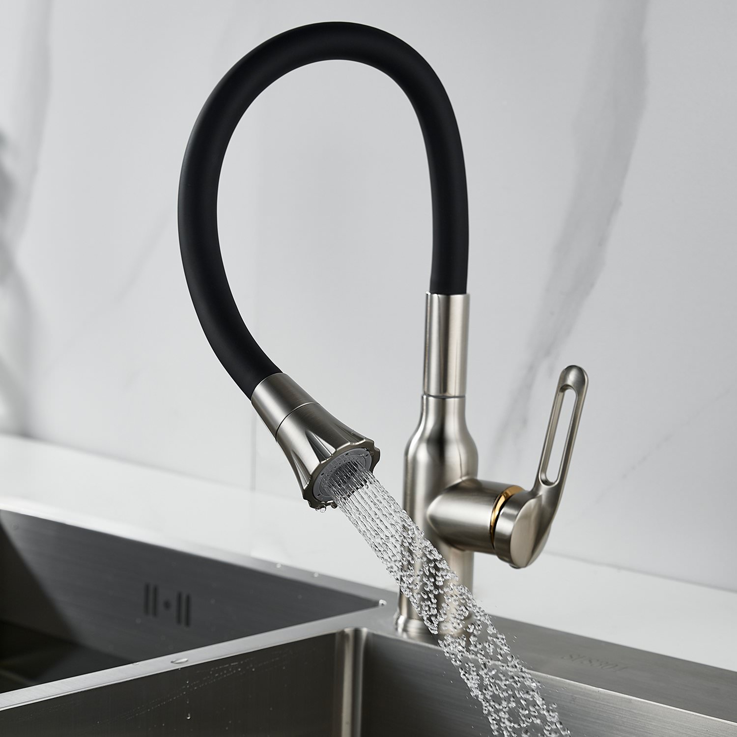 Смеситель для кухни с гибким изливом Raffine F303L-3 сатин в 100Kran: Широкий выбор и доступные цены.