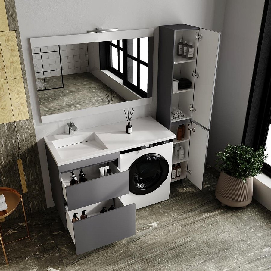 Тумба напольная Style Line Даллас ЛЕОН 120 Люкс серая PLUS СС-00002450 в 100Kran: Широкий выбор и доступные цены.