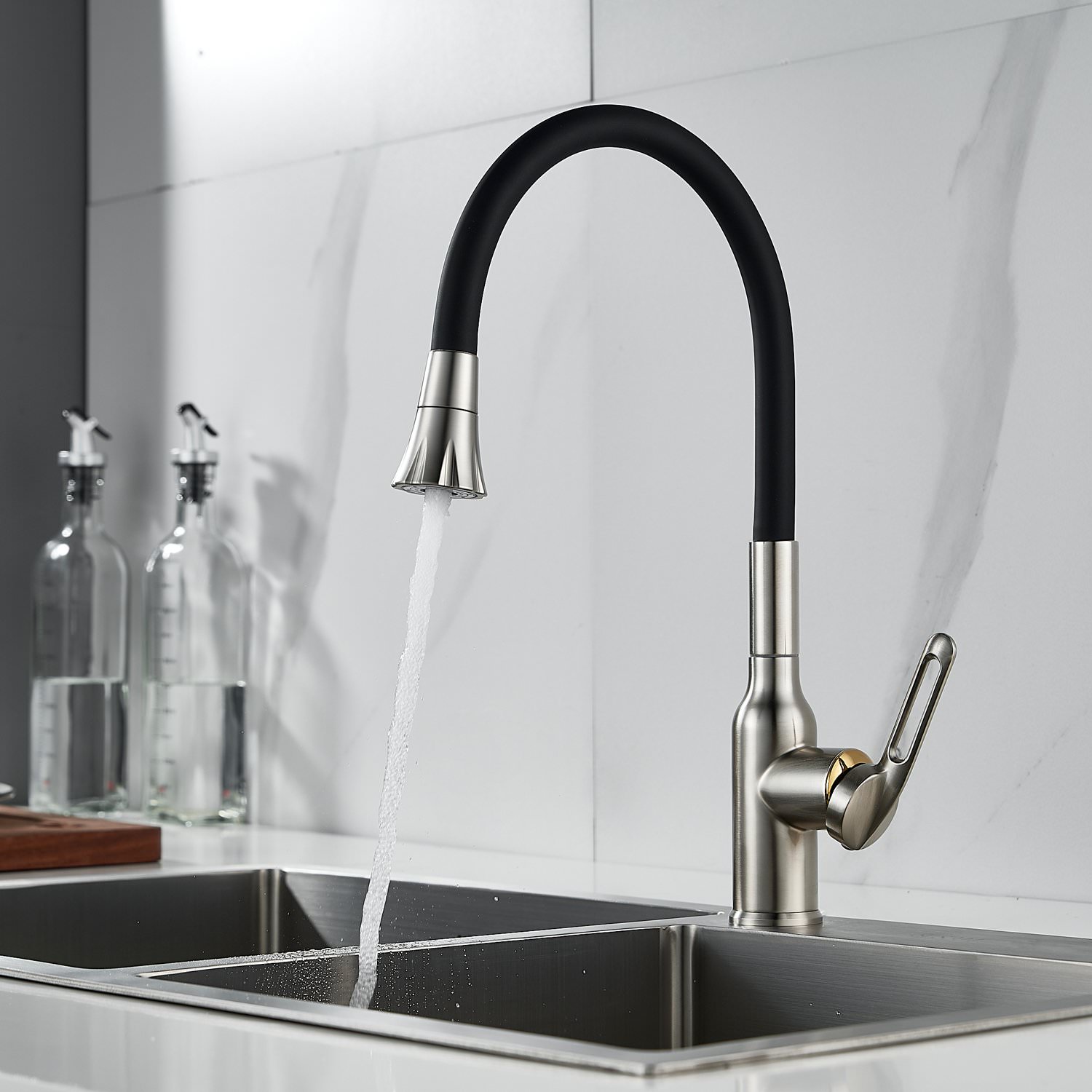 Смеситель для кухни с гибким изливом Raffine F303L-3 сатин в 100Kran: Широкий выбор и доступные цены.