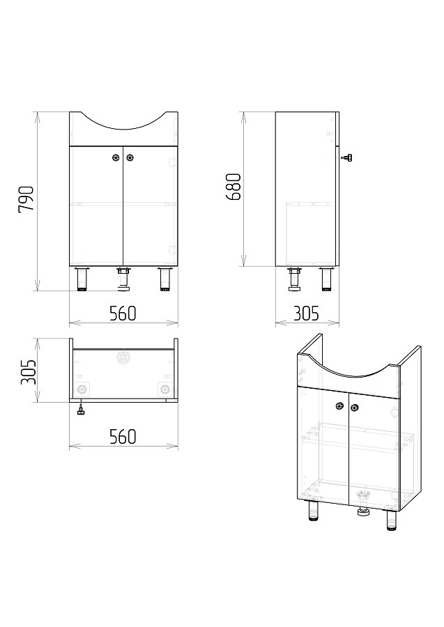 Комплект мебели для ванной Grossman Eco Line 60 см 106052-2 комбинированный в 100Kran: Широкий выбор и доступные цены.