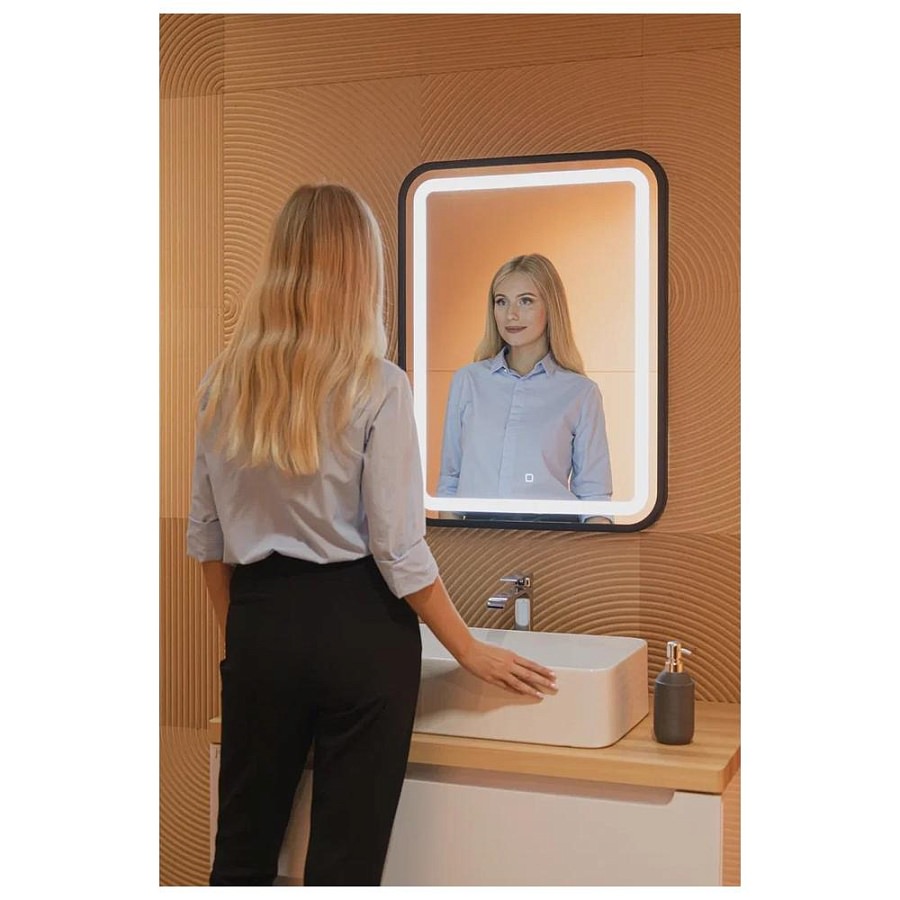 Зеркало с подсветкой Silver Mirrors Мальталофт 60 х 80 см LED-00002353 черное 100Kran: Широкий выбор и доступные цены.