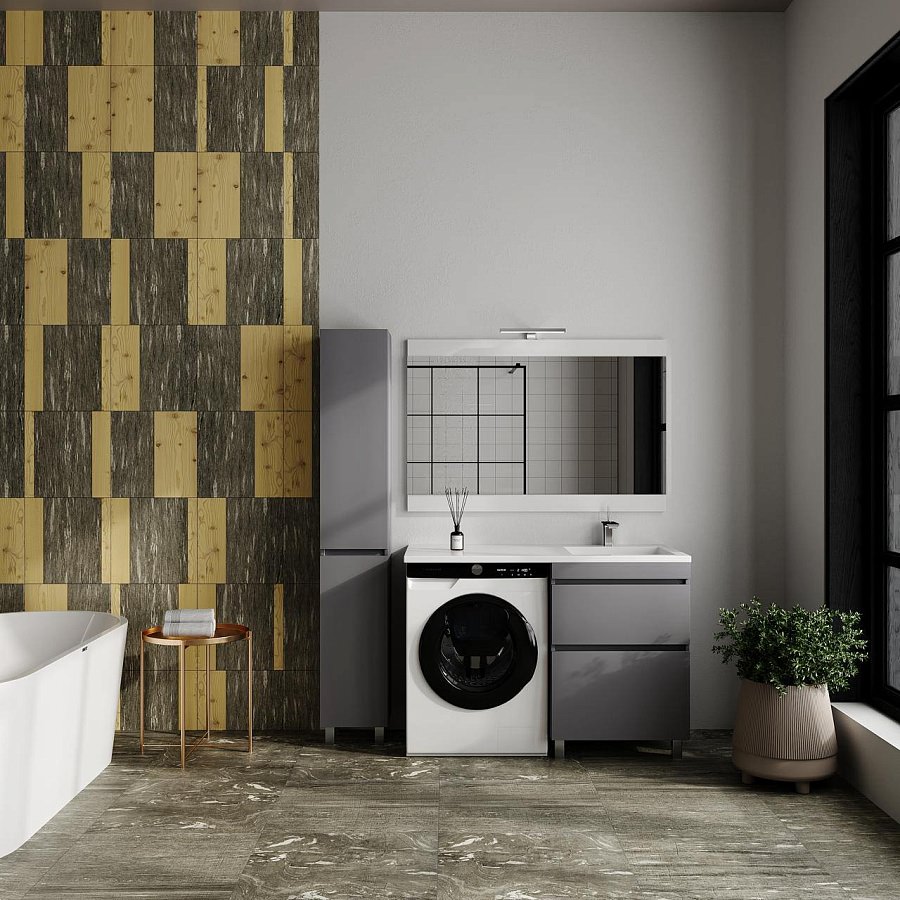 Тумба напольная Style Line Даллас ЛЕОН 120 Люкс серая PLUS СС-00002450 в 100Kran: Широкий выбор и доступные цены.