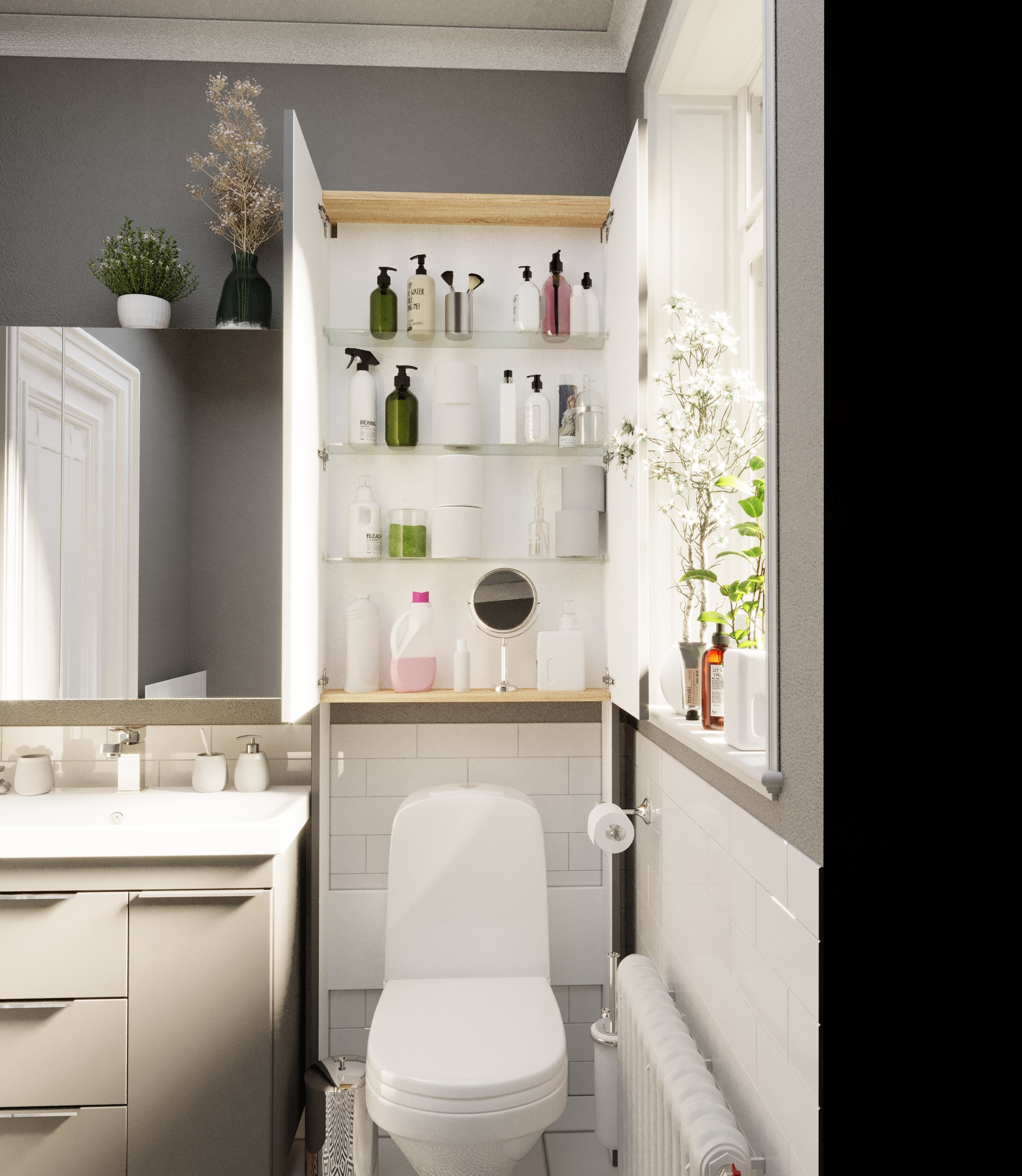 Шкаф над унитазом 1Marka Gaula 60Н 2д.Black  У92549 от интернет-магазина 100Kran.ru!